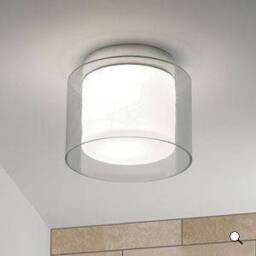 Arezzo 1 Light Bathroom Ceiling Light Clear Glass, Opal IP44, E27