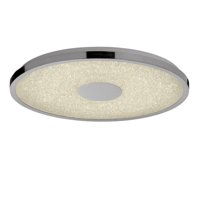 Fusion Flush Ceiling Light 48cm Round 40W LED 3000-6500K Tuneable, 3200lm, Remote Control Chrome, Acrylic - image 1