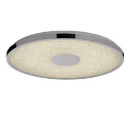 Fusion Flush Ceiling Light 48cm Round 40W LED 3000-6500K Tuneable, 3200lm, Remote Control Chrome, Acrylic