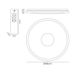 Fusion Flush Ceiling Light 48cm Round 40W LED 3000-6500K Tuneable, 3200lm, Remote Control Chrome, Acrylic - thumbnail 2