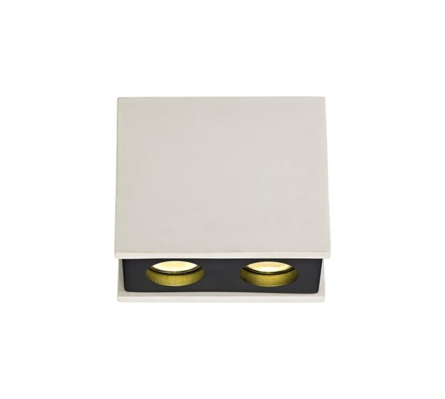 Lyndon 2 Light Ceiling GU10, White Paintable Gypsum With Matt Black Cover - image 1