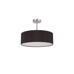 Baymont Satin Nickel 3 Light E27 Semi Flush Fixture, With 45cm x 15cm Faux Silk Shade, Black - thumbnail 5
