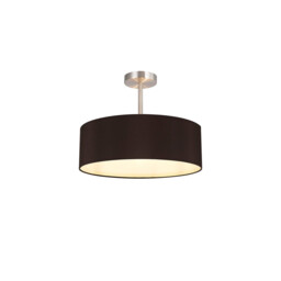 Baymont Satin Nickel 3 Light E27 Semi Flush Fixture, With 45cm x 15cm Faux Silk Shade, Black - thumbnail 1