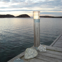 Stockholm Outdoor Large Bollard Natural Wood & Galvanized , IP65, E27 - thumbnail 2