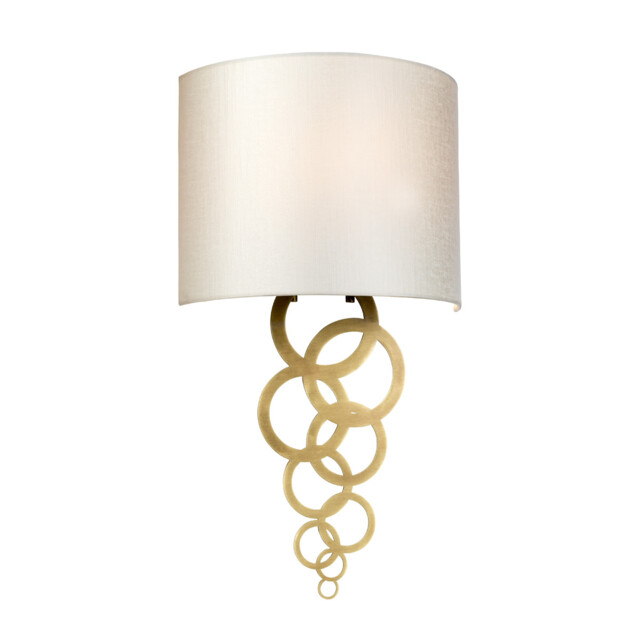 Curtis Medium 1 Light Wall Light, Aged Brass, Ivory Faux Silk Shade - image 1