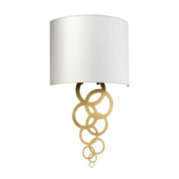 Curtis Medium 1 Light Wall Light, Aged Brass, Ivory Faux Silk Shade - thumbnail 2