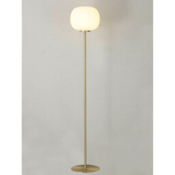 Cheektowaga Medium Oval Ball Floor Lamp E27 Satin Gold Base With Frosted White Glass Globe - thumbnail 3