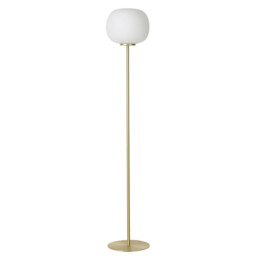 Cheektowaga Medium Oval Ball Floor Lamp E27 Satin Gold Base With Frosted White Glass Globe - thumbnail 5