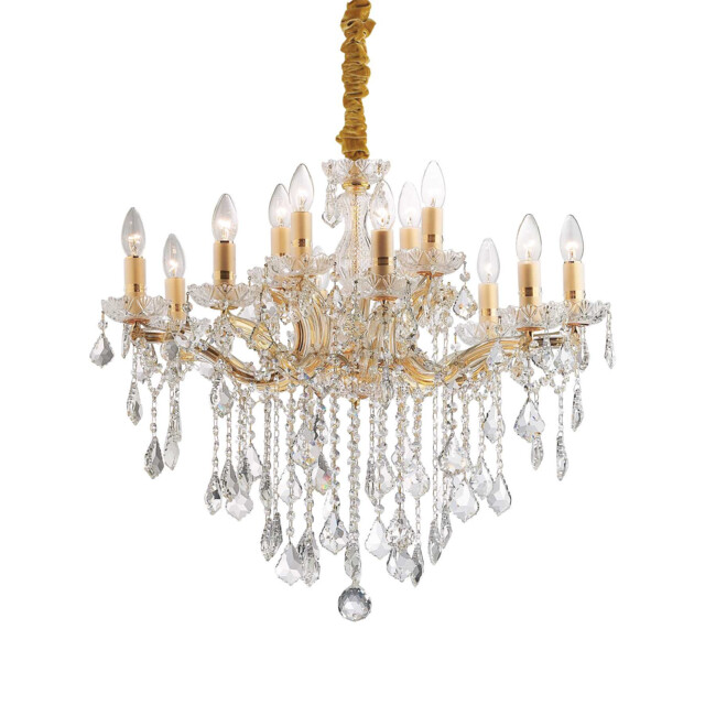 Florian 12 Light Crystal Chandelier Gold Finish, E14 - image 1