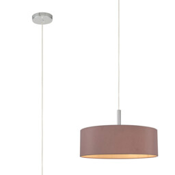 Baymont Polished Chrome 5 Light E27 Single Pendant, With 45cm x 15cm Dual Faux Silk Shade, Taupe/Halo Gold - thumbnail 1