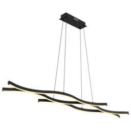Geronimo Pendant Ceiling Light Matt Black 3x LED 3000K - thumbnail 1