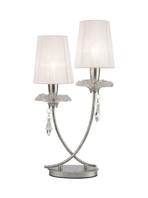 Sophie Table Light, 2 x E14 (Max 20W), Silver Painting, White Shades - image 1