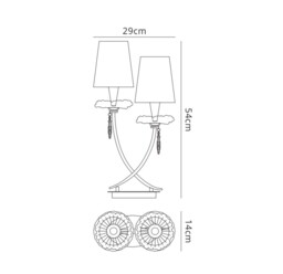Sophie Table Light, 2 x E14 (Max 20W), Silver Painting, White Shades - thumbnail 2