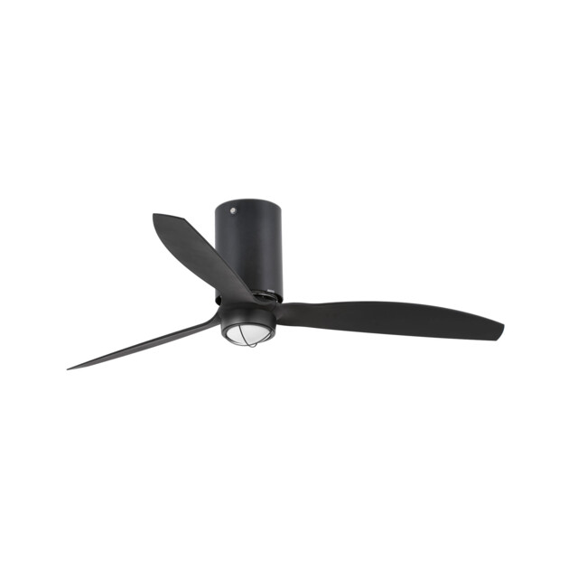 Mini-Tube LED Matt Black Ceiling Fan with DC Motor, 3000K - image 1
