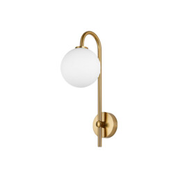 Tivoli Curved Arm Wall Light, 1 Light G9, IP44, Brass Gold/Opal Smooth Round Glass - thumbnail 3