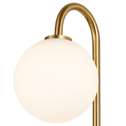 Tivoli Curved Arm Wall Light, 1 Light G9, IP44, Brass Gold/Opal Smooth Round Glass - thumbnail 5