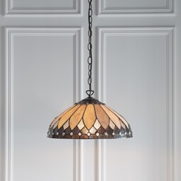 Brooklyn 1 Light Medium Ceiling Pendant Dark Bronze, Tiffany glass, E27 - thumbnail 5