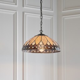 Brooklyn 1 Light Medium Ceiling Pendant Dark Bronze, Tiffany glass, E27 - thumbnail 3