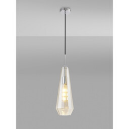 Markus 16cm Single Slim Cone Pendant Polished Chrome/Cognac Glass - thumbnail 2