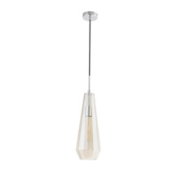 Markus 16cm Single Slim Cone Pendant Polished Chrome/Cognac Glass - thumbnail 5
