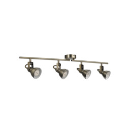 Focus 4 Light Adjustable Ceiling Spotlight Bar Antique Brass, GU10 - thumbnail 2