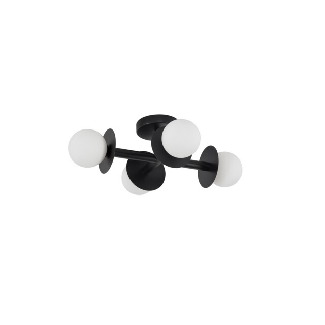 Pielo 4 Light Globe Ceiling Light Sandy Black Metal Opal Glass LED G9 - image 1