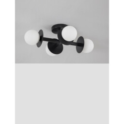 Pielo 4 Light Globe Ceiling Light Sandy Black Metal Opal Glass LED G9 - thumbnail 3