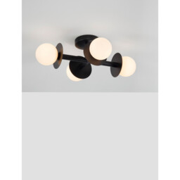 Pielo 4 Light Globe Ceiling Light Sandy Black Metal Opal Glass LED G9 - thumbnail 5
