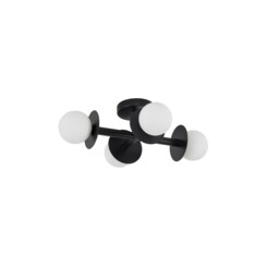 Pielo 4 Light Globe Ceiling Light Sandy Black Metal Opal Glass LED G9 - thumbnail 1