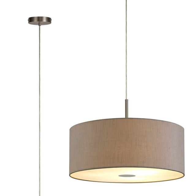Baymont Satin Nickel 5 Light E27 Single Pendant With 60cm x 22cm Dual Faux Silk Shade, Taupe/Halo Gold - image 1