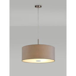 Baymont Satin Nickel 5 Light E27 Single Pendant With 60cm x 22cm Dual Faux Silk Shade, Taupe/Halo Gold - thumbnail 2