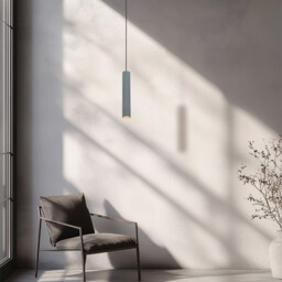 Shumen Slim Pendant Ceiling Light Concrete - Black Matt Base 1xGU10 - thumbnail 2