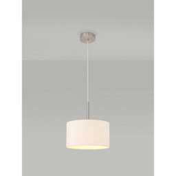 Baymont Satin Nickel E27 Single Pendant With 30cm x 17cm Dual Faux Silk Shade, Nude Beige/Moonlight - thumbnail 2
