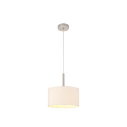Baymont Satin Nickel E27 Single Pendant With 30cm x 17cm Dual Faux Silk Shade, Nude Beige/Moonlight - thumbnail 5