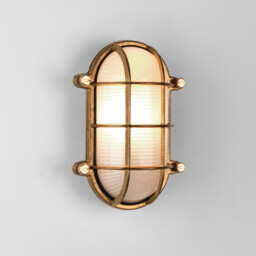 Thurso Outdoor Bulkhead Coastal Wall Light Natural Brass IP44, E27