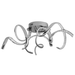 Twirls Integrated LED 3 Light Flush Ceiling Light Chrome, Crystal Glass - thumbnail 2