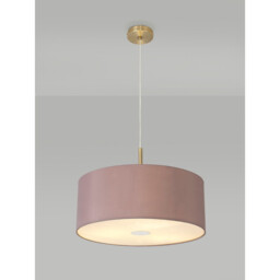 Baymont Antique Brass 3 Light E27 Single Pendant With 50cm x 20cm Dual Faux Silk Shade, Taupe/Halo Gold - thumbnail 2