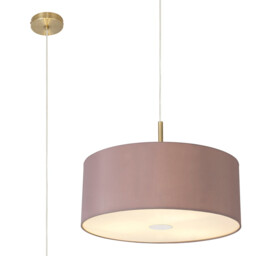 Baymont Antique Brass 3 Light E27 Single Pendant With 50cm x 20cm Dual Faux Silk Shade, Taupe/Halo Gold