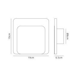 Altona Magnetic Base Wall Lamp, 12W LED 3000K 498lm, 15, 19cm Square Bottom Offset, Coffee, Acrylic Frosted Diffuser - thumbnail 2