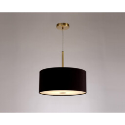 Baymont Antique Brass E27 Single Pendant With 40cm x 18cm Dual Faux Silk Shade, Black/Green Olive - thumbnail 2