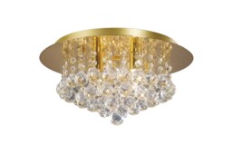 Dahlia Flush Ceiling, 350mm Round, 4 Light G9 Crystal French Gold - thumbnail 1