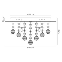 Dahlia Flush Ceiling, 350mm Round, 4 Light G9 Crystal French Gold - thumbnail 3
