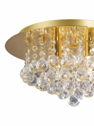 Dahlia Flush Ceiling, 350mm Round, 4 Light G9 Crystal French Gold - thumbnail 5