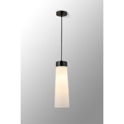 Freedom Ceiling Pendant E27, With Large Opal Cylindrical Cone Glass Black Marble, Opal, Black, Black Fabric - thumbnail 3