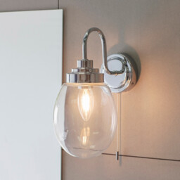 Hampton LED 1 Light Bathroom Wall Glass, Chrome Plate IP44, LED E14 - thumbnail 2