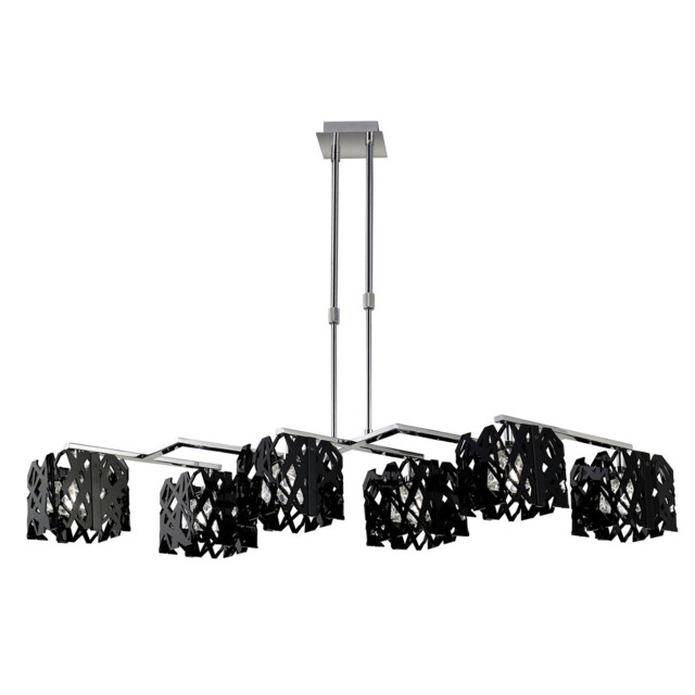 Tokio Rectangular Telescopic 6 Light G9 Line, Gloss Black/Polished Chrome - image 1