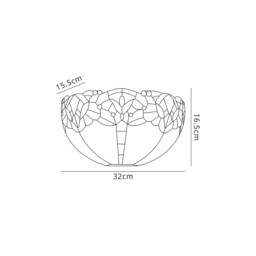 Worcester Tiffany 30cm Wall Lamp, 2 x E14, Blue, Clear Crystal - thumbnail 2