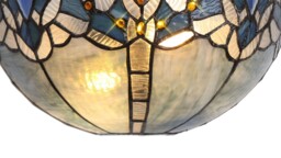 Worcester Tiffany 30cm Wall Lamp, 2 x E14, Blue, Clear Crystal - thumbnail 5