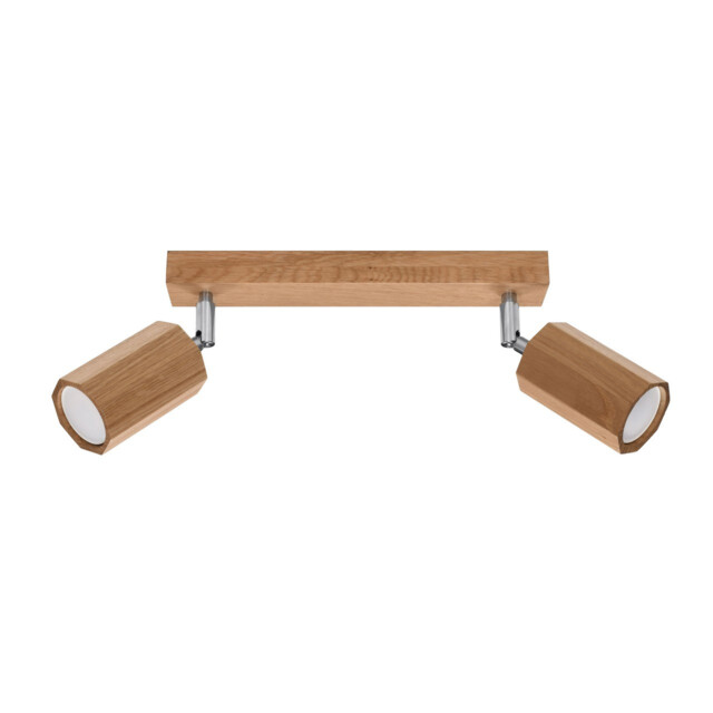 Zeke Oak Octagon Twin Ceiling Spotlight Wood, 2x GU10 - image 1
