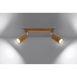 Zeke Oak Octagon Twin Ceiling Spotlight Wood, 2x GU10 - thumbnail 3